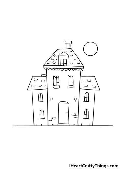 haunted house drawing step 6
