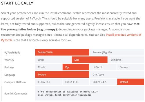 适用于不同平台的 PyTorch 安装选择器