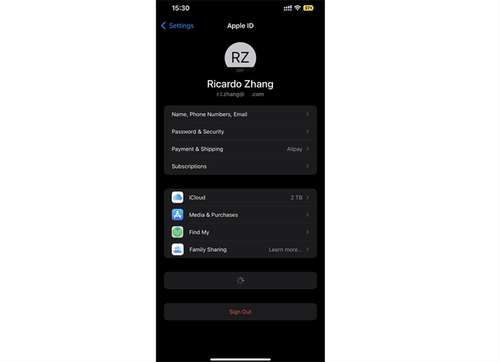 Find My Apple ID in Settings