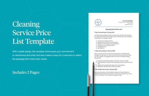 Cleaning Service Price List Template in Word, PDF, Google Docs - Download | Template.net