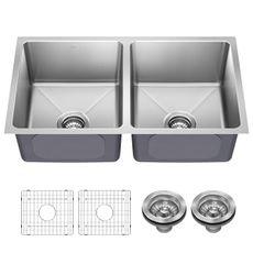 KRAUS Fairlane 33-inch Undermount Double Bowl 18-Gauge Stainless Steel Kitchen Sink, KHU632-33