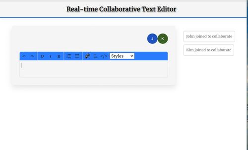 User joined message in collaborative editor
