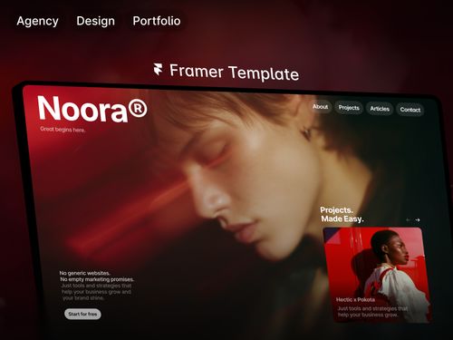 Thumbnail 1 for Noora, a Framer Marketplace template by Jakke Dea.