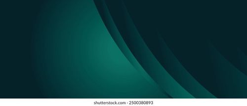 Modern simple dark green and black abstract background for wide banner. Luxury dark green background with overlap 3D layer Stock Vector