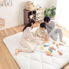 TEIJIN Japanese Futon Mattress, 100% Polyester, Foldable & Portable Floor Lounger Bed, Roll Up Sleeping Pad, Shikibuton (Queen (U.S. Standard), Extremely Thick)