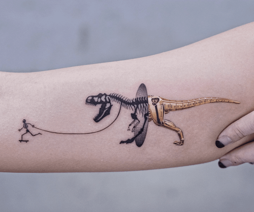 Dinosaur Tattoo On The Forearm