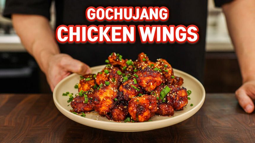 Gochujang chicken wings on a plate