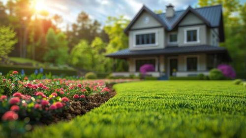 AI generated House With a Lawn in Front photo