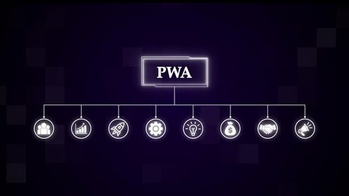 PWA Progressive Web App concept. Interface technology, the future of user experience, journey and technology concept, digital screen interface 4K