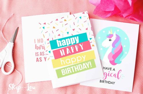 Printable unicorn birthday card. 15 free printable birthday cards for kids