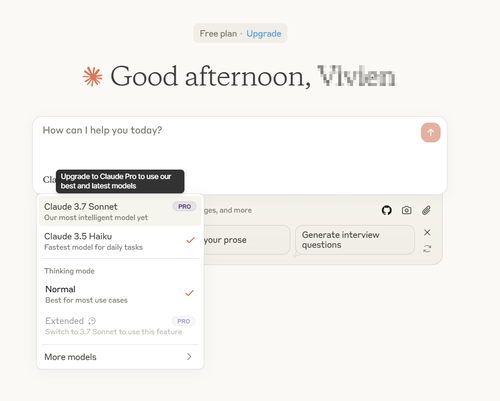 Claude 3.7 Sonnetは無料プランでは利用できません
