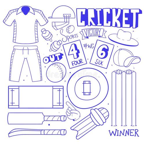 Cricket Sports Doodle Illustrations. hand drawn cricket scribbles vector. cricket doodle art vector. Cricket doodle vectors