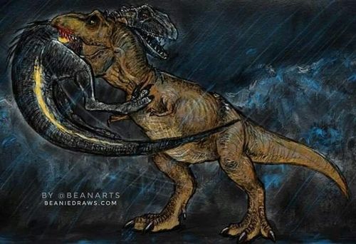 a drawing of a t - shirt with an image of a dinosaur on it's back