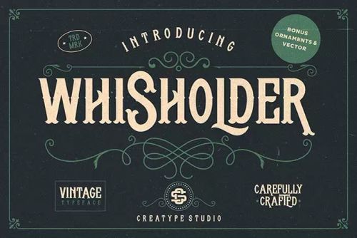 preview image, whisholder vintage typeface font