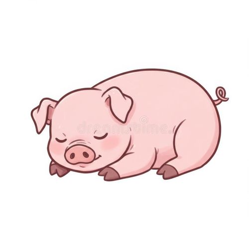 Sleeping Pink Pig Cartoon Illustration. Cute pig cartoon sleeping illustrations