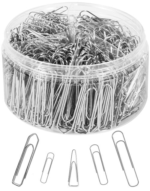 DANRONG Paper Clips Assorted Sizes 580 PCS, Paperclips, Small Medium and Large (1.1", 1.2", 1.3" & 2"), Paper Clips for Of...
