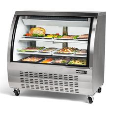 PEAKCOLD Stainless Steel Small Curved Glass Deli Case; Meat or Seafood Display Showcase; 48" W