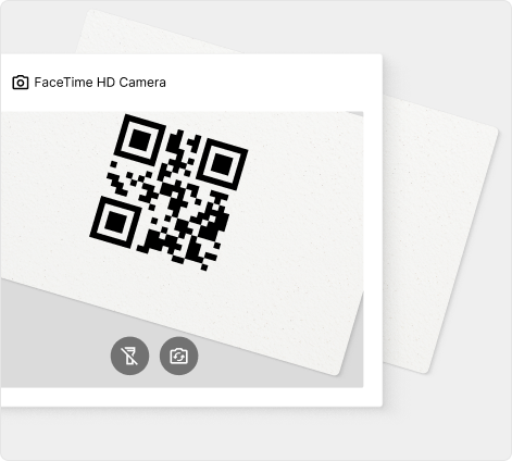 Online QR code scanner interface with camera view.