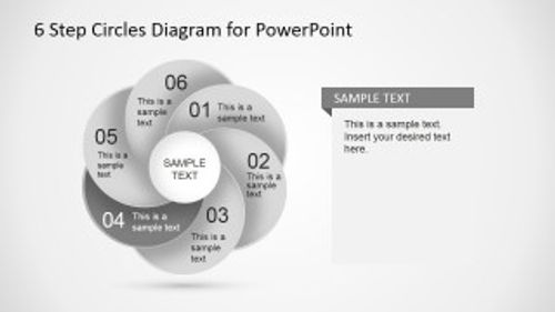 PowerPoint Overlapping Circles Form 6 Steps Diagram
