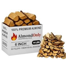 Almond Wood 6 inch Pizza Oven Wood Logs - 100% Roasted Almond Hardwood Logs - Ideal for Solo Mesa Stoves, Fire Pizza Oven, Brazilian Churrasco Grills, BBQ Grills - Longer & Hotter Burn (14 lbs)