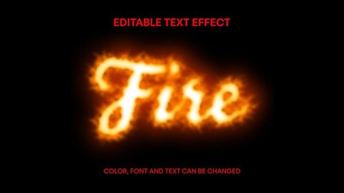 Vector fire text effect on black background