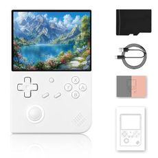 RG40XX V Handheld Game Console,4.0 Inch IPS Screen with 16 Colors RGB Colorful Light Control Joystick,Linux System Games Consoles,Built-in 64+128GB Card,Support TV Output Casual Game Console(White)