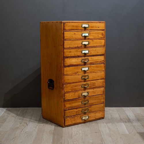 Antique Typesetter's Flat File Cabinet c.1930