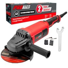 PROMAKER 9 inch Angle Grinder, 17.2 AMP, 6300 RPM, Industrial Electric Angle Grinder with 2 Extra Carbon Brushes, the rear and side handle can rotate, 2 Years Warranty.