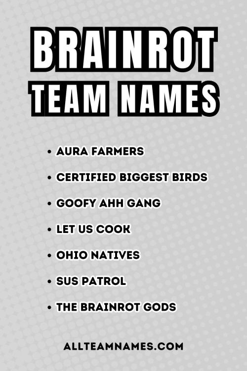 List of brainrot team names like aura farmers