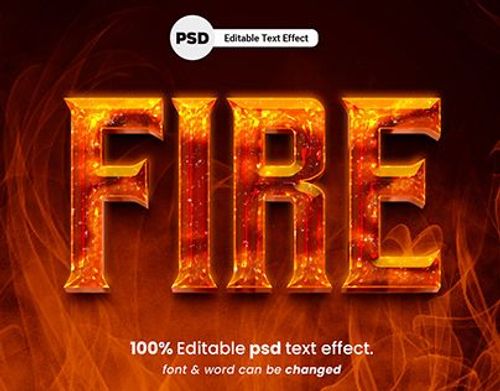 fire text effect in photoshopped