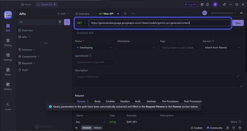 paste gemini api url apidog