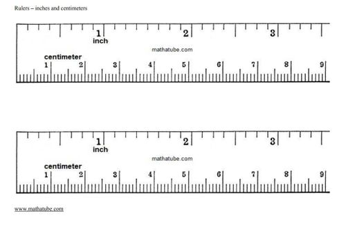 Two rulers with inches and centimeters