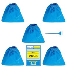 SpaceTent 5 Pack VRC5 Shop Vac Filter Bags for Vacmaster 4, 5, 12 and 16 Gallon Wet/Dry Vacs, High Efficiency Dust Filter, Part# VRC51