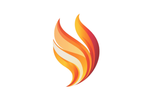 Vibrant abstract flame icon with orange and yellow hues, perfect for logos, graphics, and design elements. Modern and eye-catching design. png