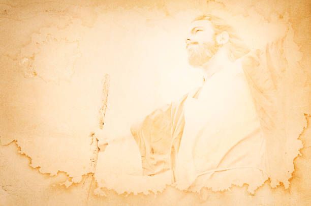 jesus savior portrait on grunge background with copy space - jesus christ with arms outstretched stock pictures, royalty-free photos & images