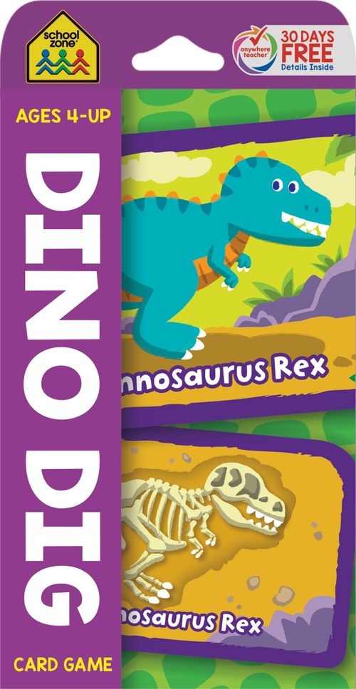 School Zone Dino Dig Card Game: 56 Game Cards, Preschool, Kindergarten, Dinosaurs, Dinosaur Names, Dino Cards, Counting, M...