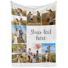 Ships Next Day, Custom Blanket with Picture and Text - Printed in USA, Personalized Photo Blanket with Text (Sherpa 50x60)