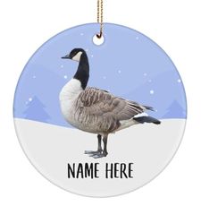Personalized Name Canada Goose Christmas Tree Ornaments Circle Ceramic, Custom Text Gifts for Pet Owner