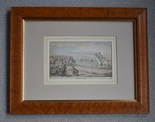 Antique Thomas Rowlandson Framed Print cartoon horseracing memorabilia c.1820s - Image 1 of 3