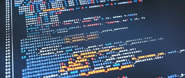 python programming language computer source code text example close up on a blue surface