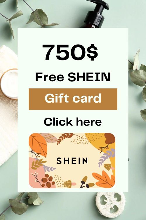 a white sign that says free shein gift card click here and next to it