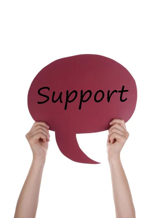 Red Speech Balloon With Support — Stock Photo, Image