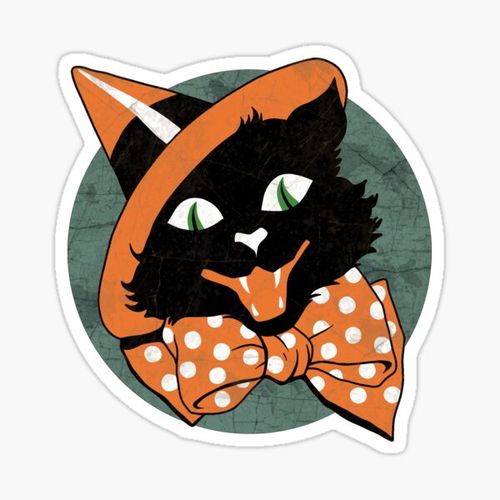 Item preview, Vintage Halloween Black Cat designed and sold by ValentinaHramov.