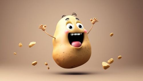 cute funny potato jumping and smile
