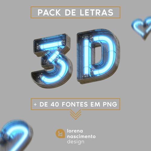 Imagem 1 - Pack Design Fontes 3d (+ de 40 Fontes Diferentes)