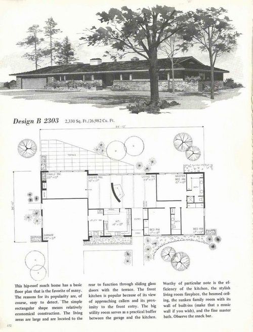 1950's House Plans Cost To Build Mid Century Modern Home Eichler Atrium Floor Plan Eichler Mid Century Modern House Plans Small Mid Century Modern Home Plans Mid Modern House, Mid Century Modern House Plans, Mid-century Modern, Modern House Floor Plans, Ranch Style Homes, Small House Plans, Mid Century House, Vintage House Plans Cottages, Arquitetura
