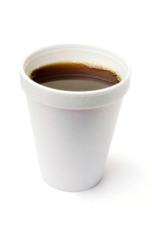 Styrofoam cup of coffee on a white background Cup of coffee on white with clipping path. styrofoam cup coffee stock pictures, royalty-free photos & images