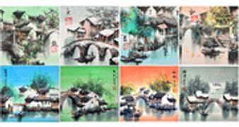 春夏秋冬四季山水国画图片