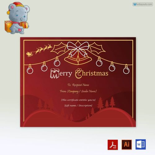 Free Christmas Gift Certificate Template for Word, PDF and Adobe Illustrator