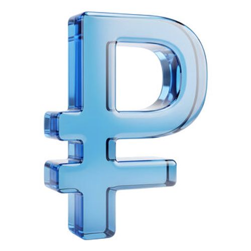 3D Glass Ruble currency Symbol Icon